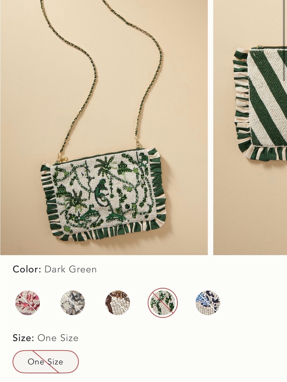Anthropologie beaded toile clutch in dark green - Picture 3 of 4